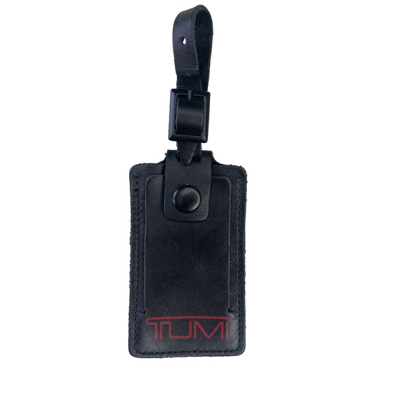 TUMI Black Leather Luggage Travel Laptop ID Business Card Tag Replacement - Picture 1 of 11